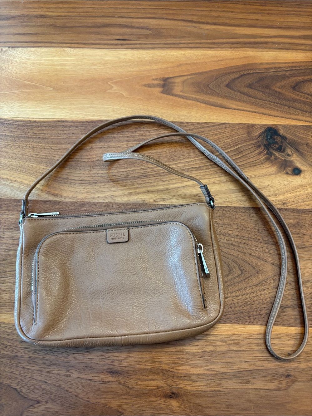 Fossil Tan Brown Crossbody Leather Purse
